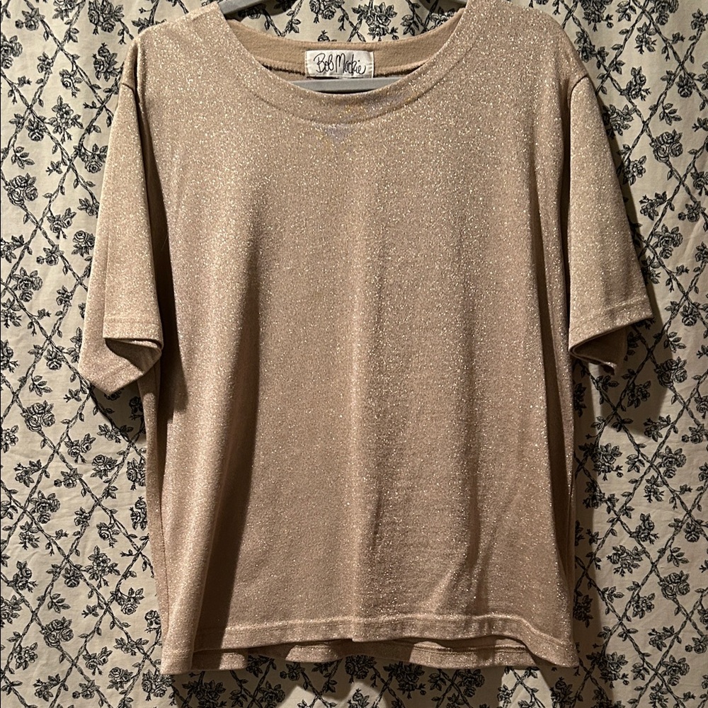 Bob Mackie Shimmering Gold Short Sleeve Top
